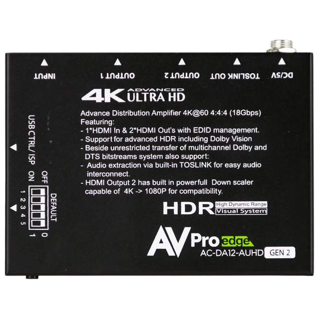 18Gbps 1x2 HDMI Distribution Amplifier